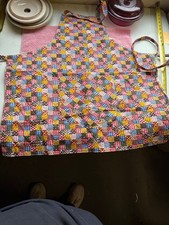 Vintage 1970s Faux Patchwork Bib Apron Calico Gingham Cottagecore Retro