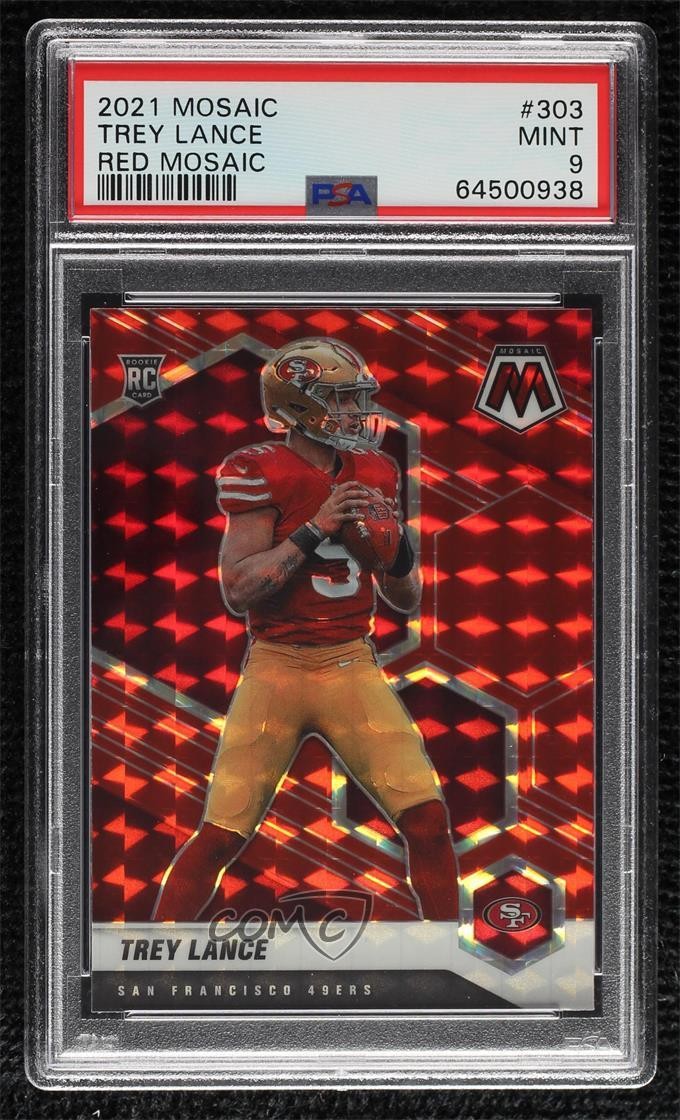 2021 Panini Mosaic Rookies Red Prizm Trey Lance #303 PSA 9 MINT Rookie RC 2l4