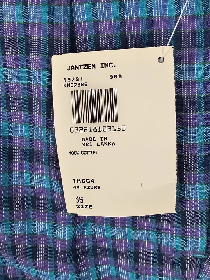 VTG Jantzen Golf Purple Blue Azure Check Shorts NWT Scheels Sports Men's Size 36 - Image 3 of 4