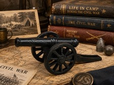 Vintage Cast Iron Civil War Toy Cannon Miniature Military Replica 4.5"