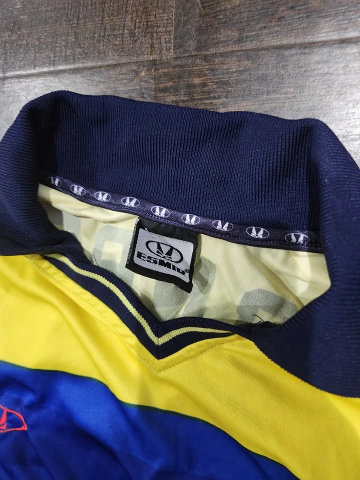 Vintage Italian Side FC Parma 1999-2000 Home Jersey Esmir Yellow And Blue - Image 3 of 4
