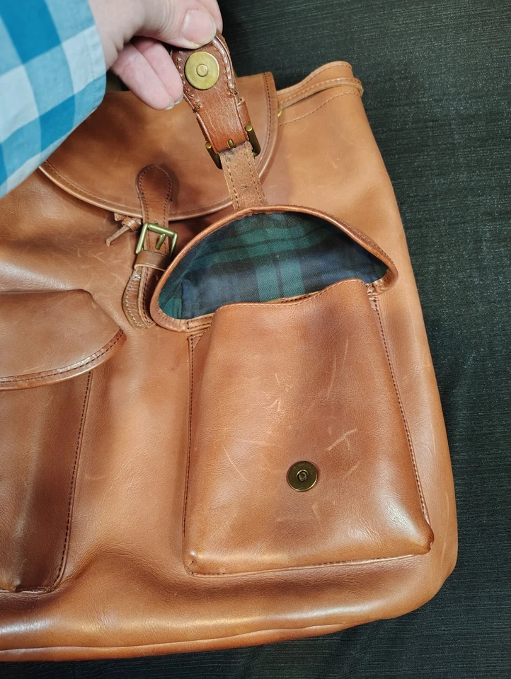 Мужской кожаный просторный рюкзак Polo Ralph Lauren Heritage с пылезащитным чехлом 698 долл. США - Изображение 3 из 4