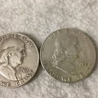 1961 D 1962 Franklin Half Silver Dollar Lot 2 Uncirculated