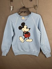 Vintage Disney Casuals Mickey Mouse Sweatshirt Small Light Blue Raglan 80s