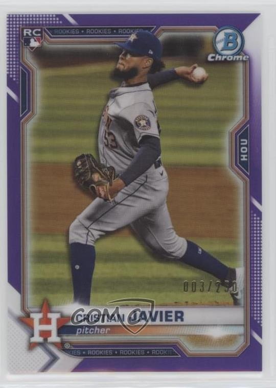 2021 Bowman Chrome Purple Refractor 3/250 Cristian Javier #80 Rookie RC 0r0a