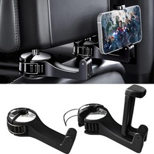 Upgraded 2 in 1 Car Headrest Hidden Hook with Phone Holder for Purse, Univer