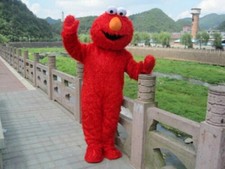 Red Sesame Street Mascot Costume Suit Party Fancy Dress Adult