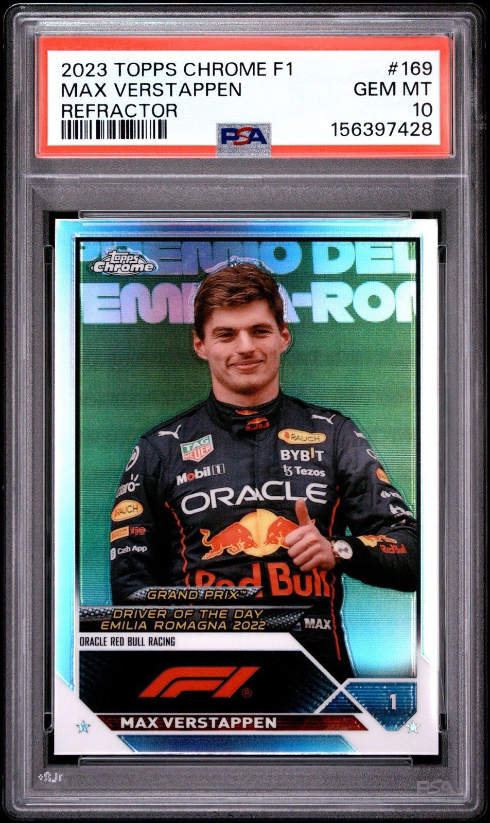 2023 TOPPS CHROME FORMULA 1 | REFRACTOR MAX VERSTAPPEN 169 PSA 10
