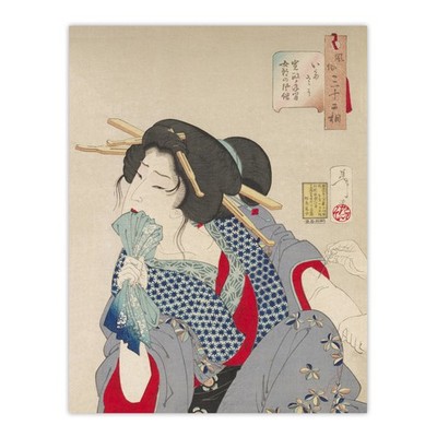 Yoshitoshi Frau bekommt Tattoo Vintage japanischer Ukiyo-e Wandkunstdruck
