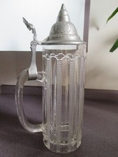 Glasbierhumpen mit Zinndeckel