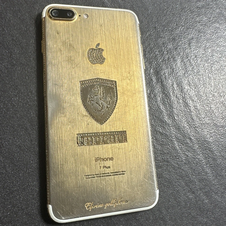 Apple iPhone 7 Plus Gold 256GB Ferrari Logo Swarovski Encrusted Personalised UK - Image 3 of 3