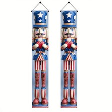 Patriotic Nutcracker Door Banner 12x72 Inch Memorial Day Hanging Banner Nutcr...