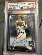 Austin Riley 2015 Bowman Chrome 1st Purple Refractor Auto PSA 10