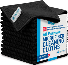 12" X 12" Pro Multi-Surface Microfiber Cleaning Cloths  Black - 12 Pack  Premi