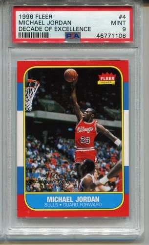 '96 Decade Michael Jordan 1986 Fleer Basketball Rookie Card Replicate PSA 9 MINT