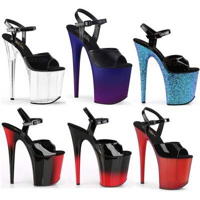 Pleaser 8'' Heel 4'' Pf Ankle Strap Adult Women Shoes Sandals Flam809-1