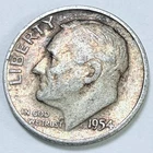 1954 D Roosevelt 10c Dime 90% Silver Circulated Coin #7809