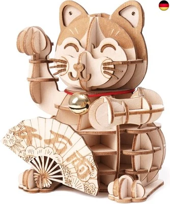 BESUCHE DEN ROLIFE-STORE Rolife 3D Holzpuzzle Plutus Katze für Erwachsene Teenager DIY Modellbausatz