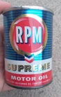 Vintage RPM Supreme Motor Oil Can Coin Bank Advertising