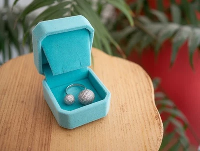 Bague Argent 925 Boules Texturées Zirconium - Photo 1/4