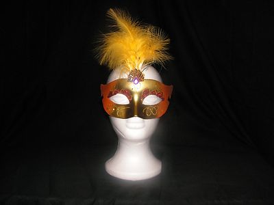 Assorted Light up LED Feather Mask - 4 Pack Masquerade, Multi-Color, One Size 