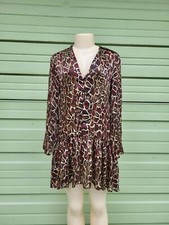 Zara Woman MULTICOLOR SNAKE PrInt Smock Dress FRONT BUTTONS Size S #D11V