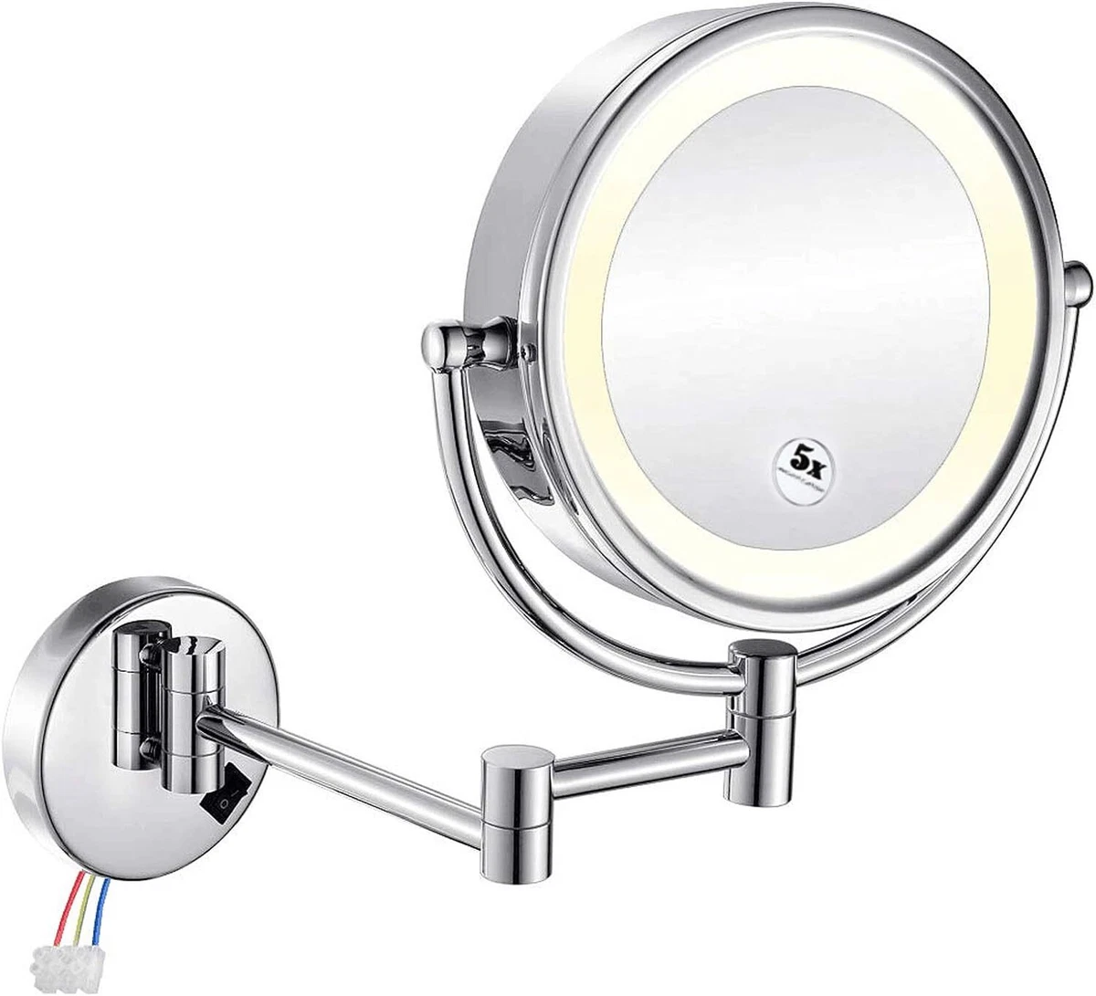 GURUN LED Wall Mount Makeup Mirror 5X Magnification Bathroom