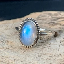 Natural Moonstone Gemstone 925 Sterling Silver Handmade Ring Gift For Her D-719