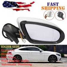 White Right Passenger Side Mirror Blind Spot Fits Mercedes C250 C300 C350 15-21