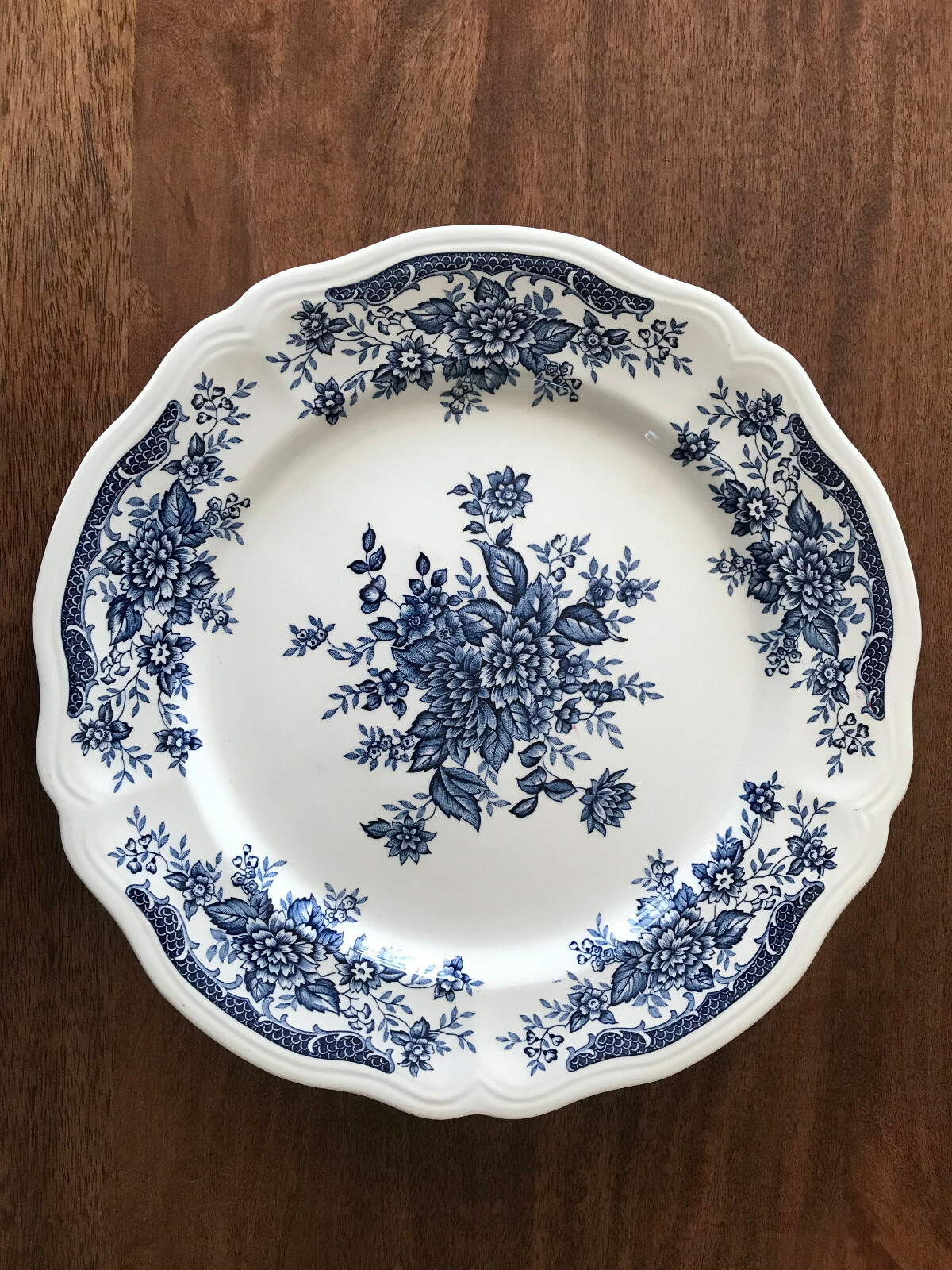 BLUE CARNATION Ironstone 12 5/8" CHOP PLATE ROUND PLATTER Dish Vibrant