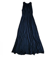 Theory Women's Black Fluid Knit V Neck Sleeveless Maxi Dress Annemarie P Small