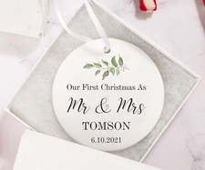 Personalized First Christmas Married Ornament,Mr and Mrs Christmas Ornament,Gift