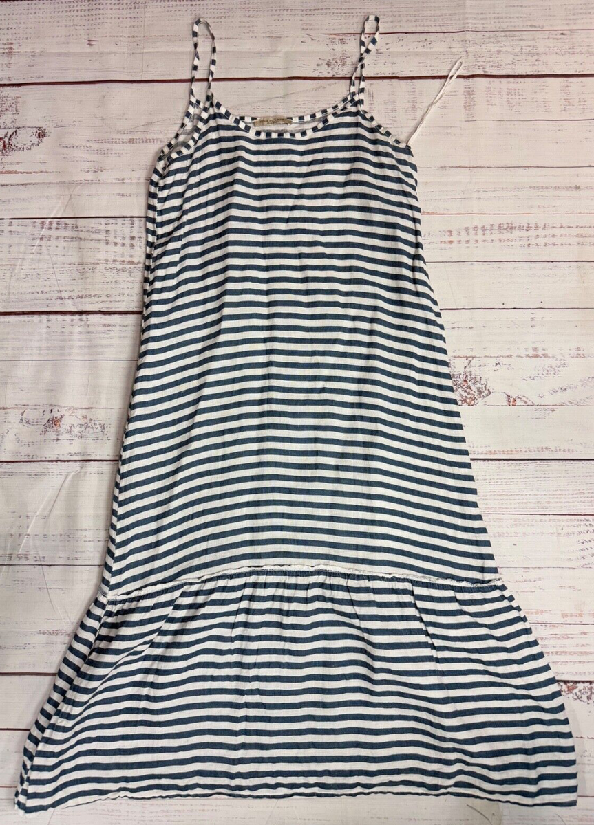 Francesca Bettini Womens Striped Tank Dress Size Small Blue White Midi  Pullover