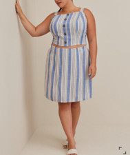 Torrid Linen Blend Blue Button Crop Tank Skir...