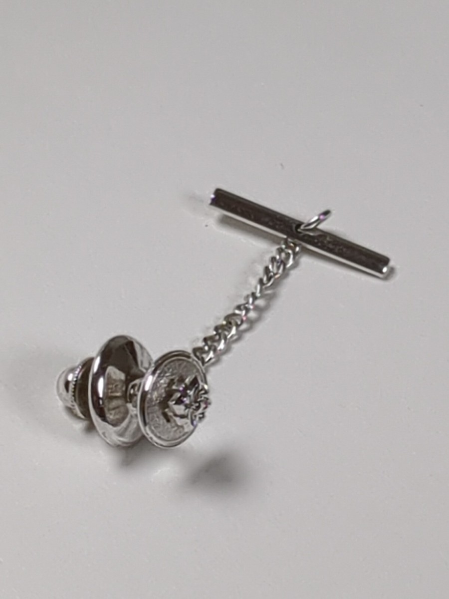 Anson Diamond Tie Tack Pin Sterling Silver 925 Shirt Lapel Pin Vintage Bent Post View 4