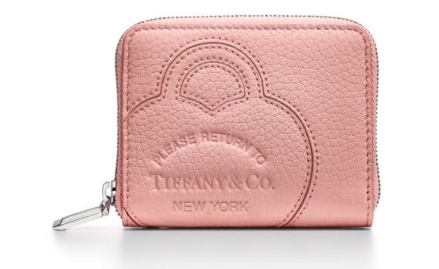 Return to Tiffany Small zip wallet in blush pink leather