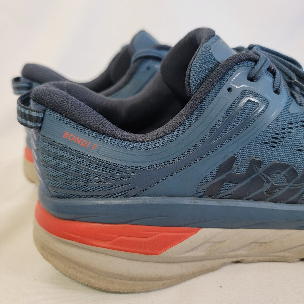 Hoka One One Bondi 7 Blue Orange Running Sneaker Shoe Mens 10 | eBay