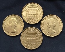 Elizabeth 11 *1953_1967* Three Pence Coins - Brass-Nickel / Buy 4 Get 2 Free