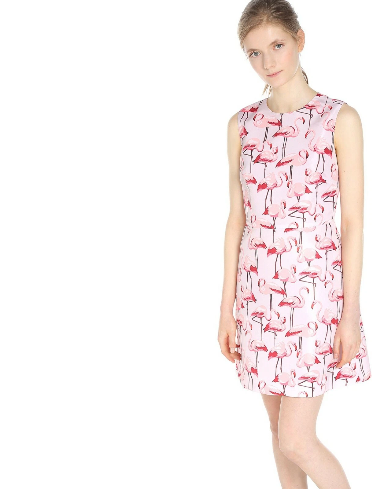 REDVALENTINO Abito svasato e aderente con stampa fenicottero 12 US 48 FR NUOVO