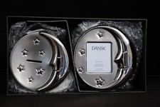 Dansk Nickel Plated Moon Baby Frame  Bank Gift Set NEW