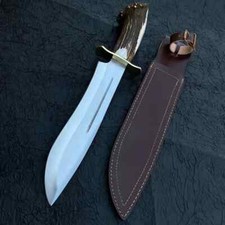 Custom Handmade Bowie Hunting knife With Leather Sheath