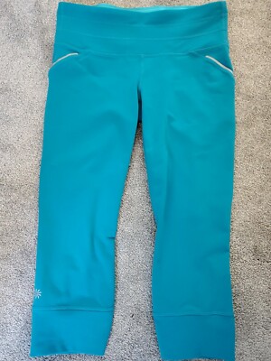 Athleta Relay Capri TEAL TURQUISE Athletic Leggings Women's Size Small