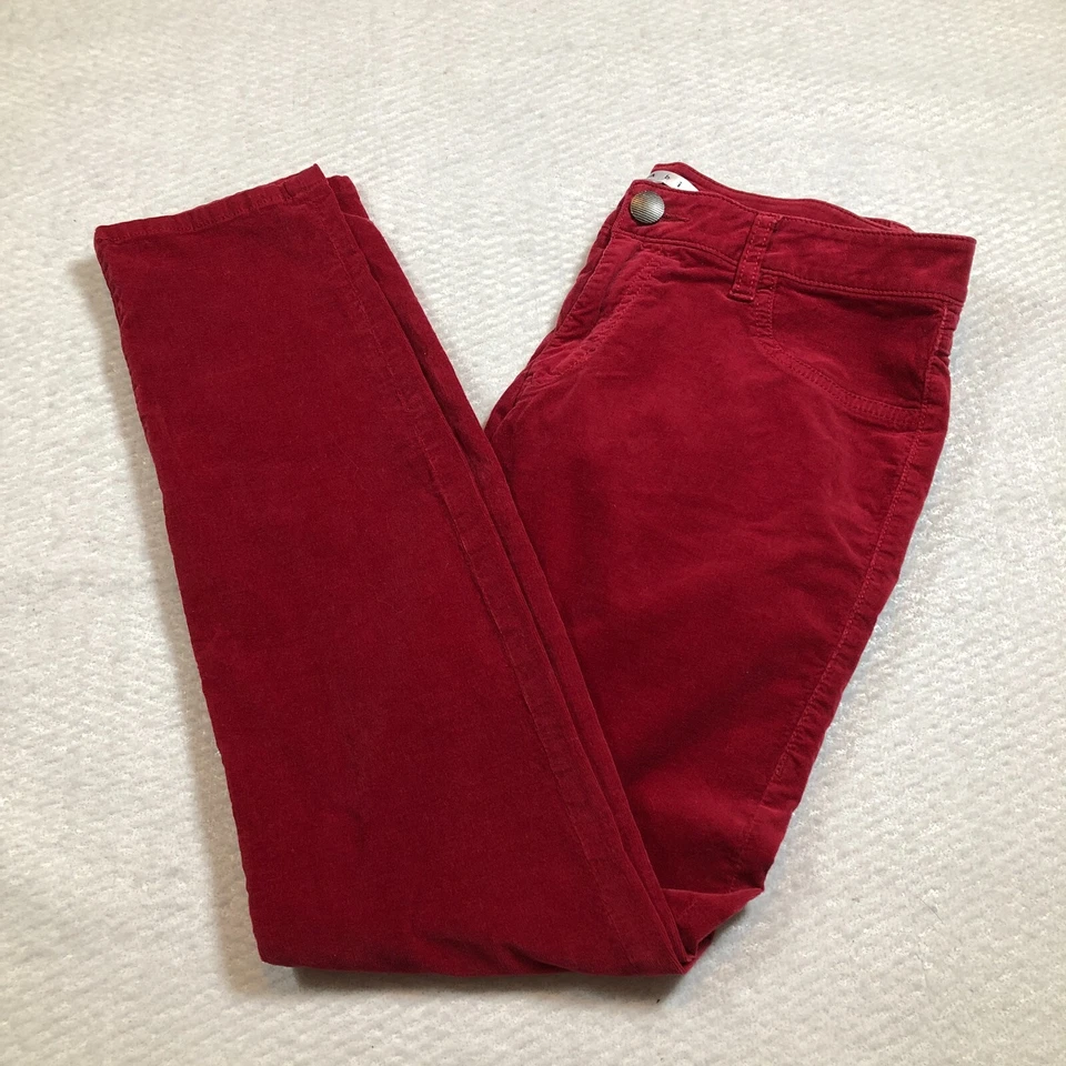 Pantalones de pana Cabi para mujer talla 6 rojo vino tiro medio rectos bolsillos elásticos Foto 2 de 4