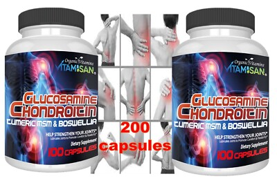 #ad Glucosamine Chondroitin Turmeric amp; MSM 200 CAPSULES Bones Joint Support Pills $16.49