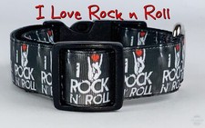 Rock n Roll Dog collar handmade adjustable buckle 1" or 5/8" wide or leash