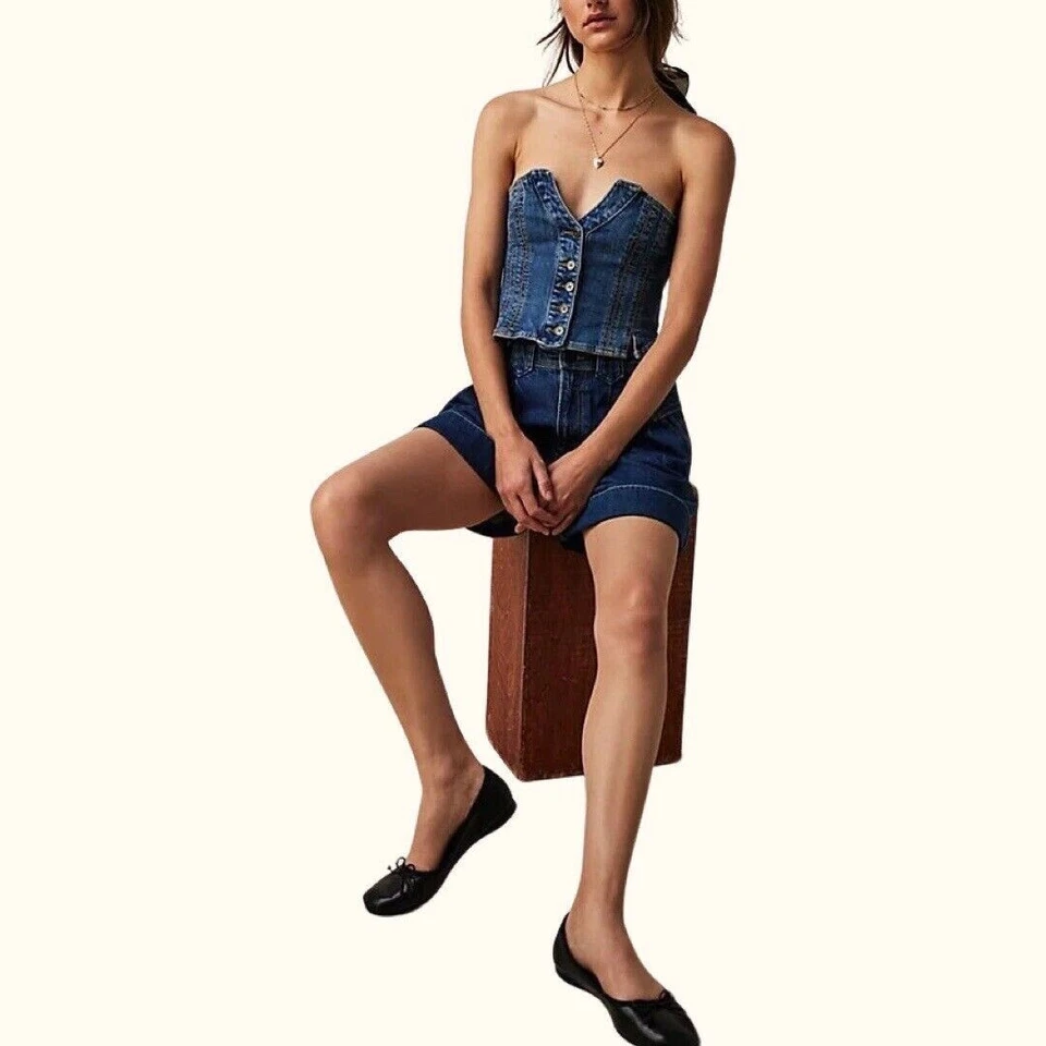 Free People Top Secret Shorts in Blue Size 26 - Image 4 of 4