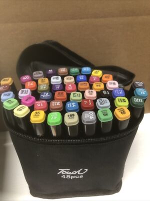 Touch 48 Pcs Dual Tip Art Markers Fine & Broad Tip Permanent