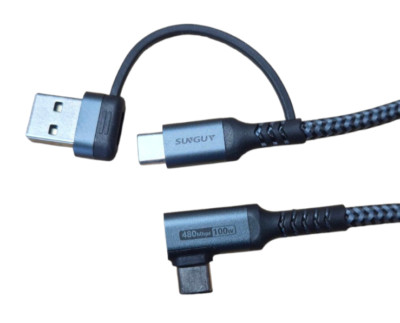 SUNGUY USB - USB C Adapter Kabel 100W, 2-in-1 USB-A/C - USB-C Fast Charging 2150