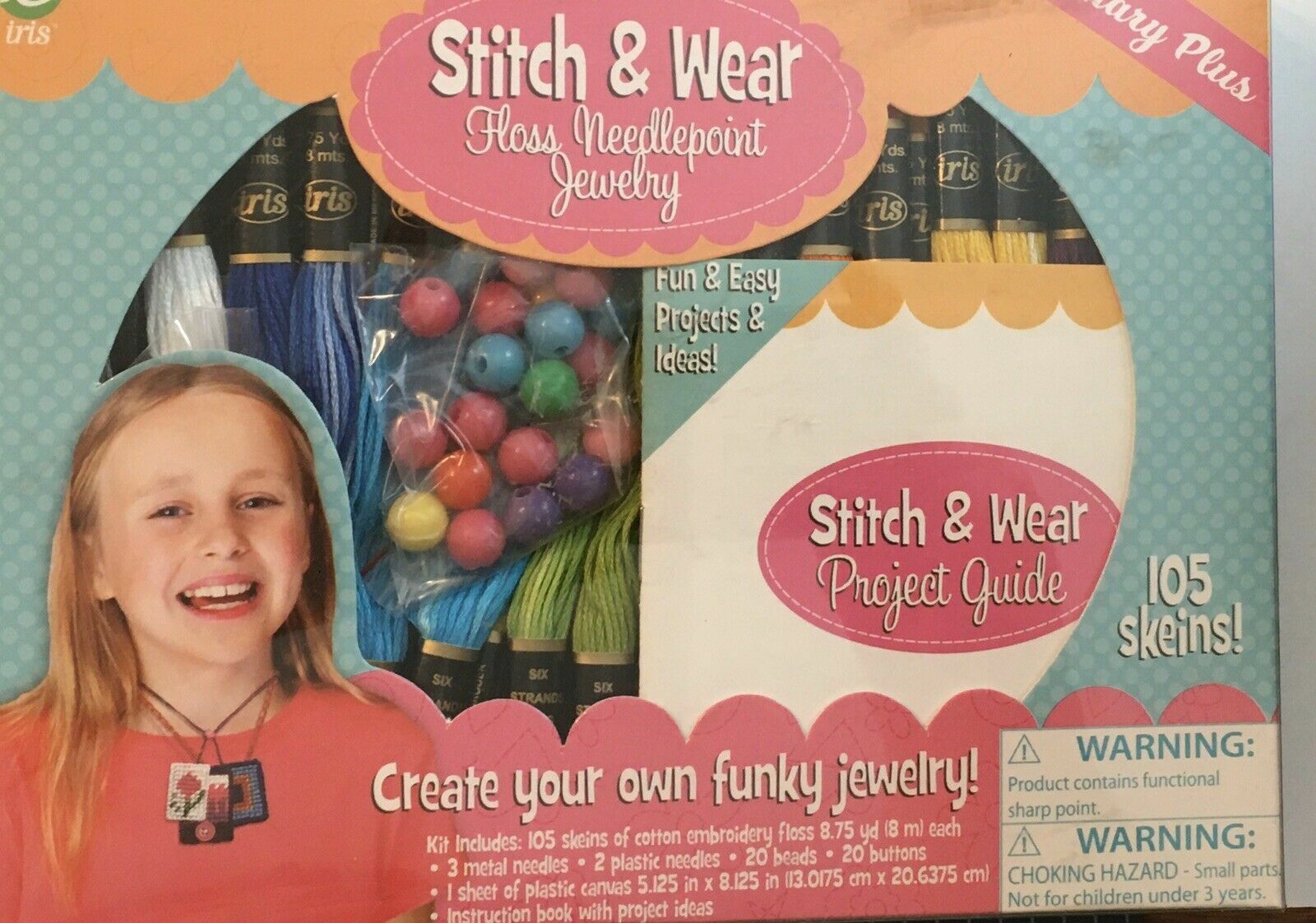 Stitch & Wear Floss Needlepoint Jewelry Kit 1306 105 Skeins Embroidery
