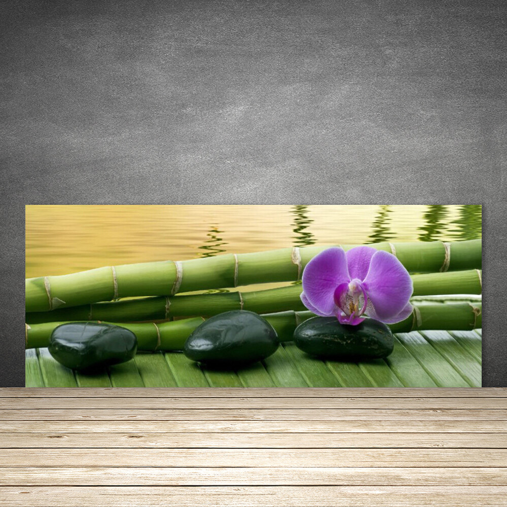 Crédence de cuisine en verre motif floral panneau mural 125x50cm